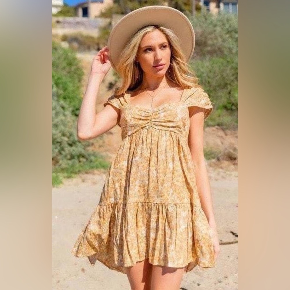 Free People Yellow Floral Dress